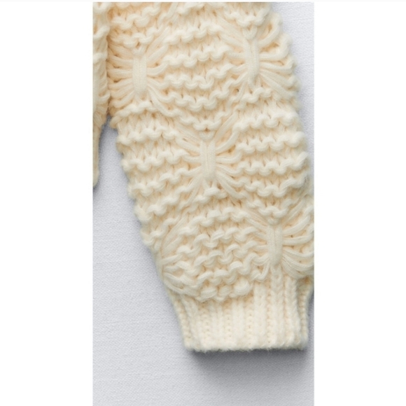 Zara Textured Knit Sweater Cream NWT - Picture 7 of 7